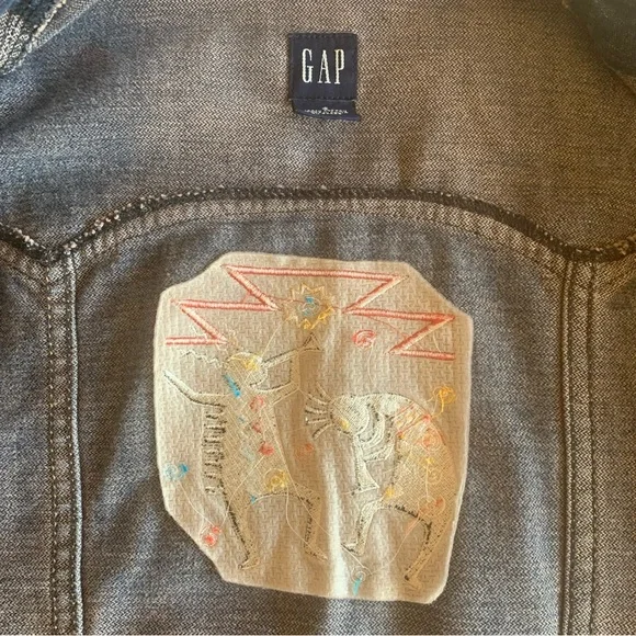 GAP Denim Jean Jacket Southwest Embroidered Native American Indian Art - Picture 9 of 13